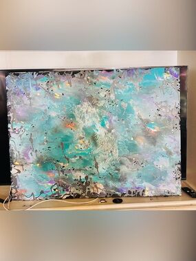 Ocean Mist Abstract Wall Art Canvas in Teal and Aqua